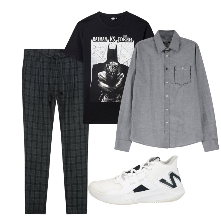 Outfit uomo - Grey. Stile Urban per Tutti i giorni. Abbinamento con sneakers, t-shirt, camicie, pantaloni.