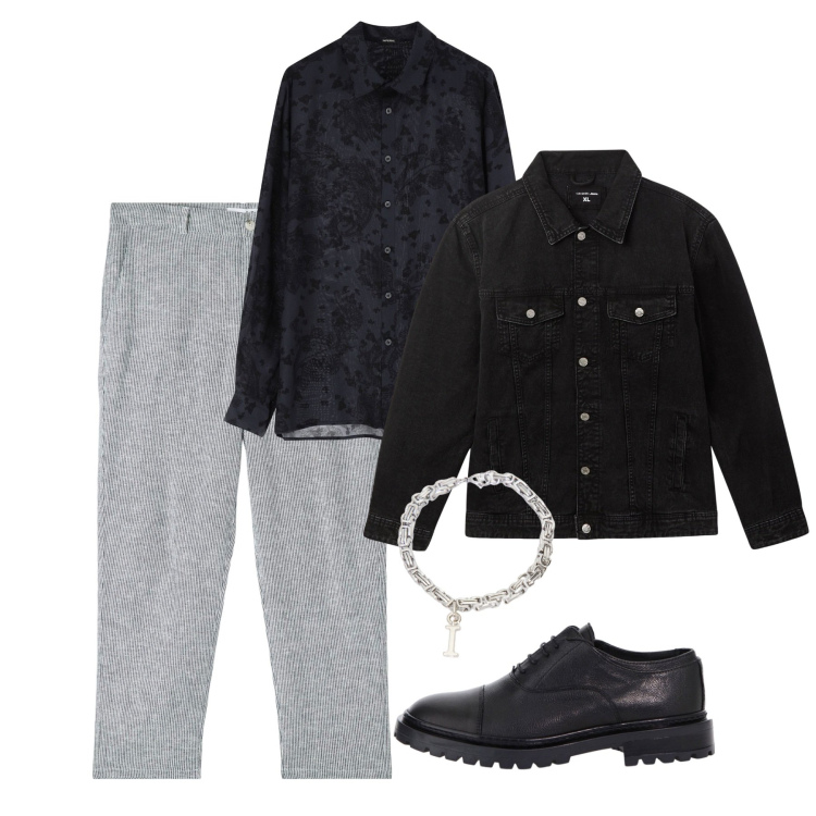 Outfit uomo - Nero. Stile Urban per Serata speciale. Abbinamento con giacche, pantaloni, braccialetti, scarpe stringate, camicie.