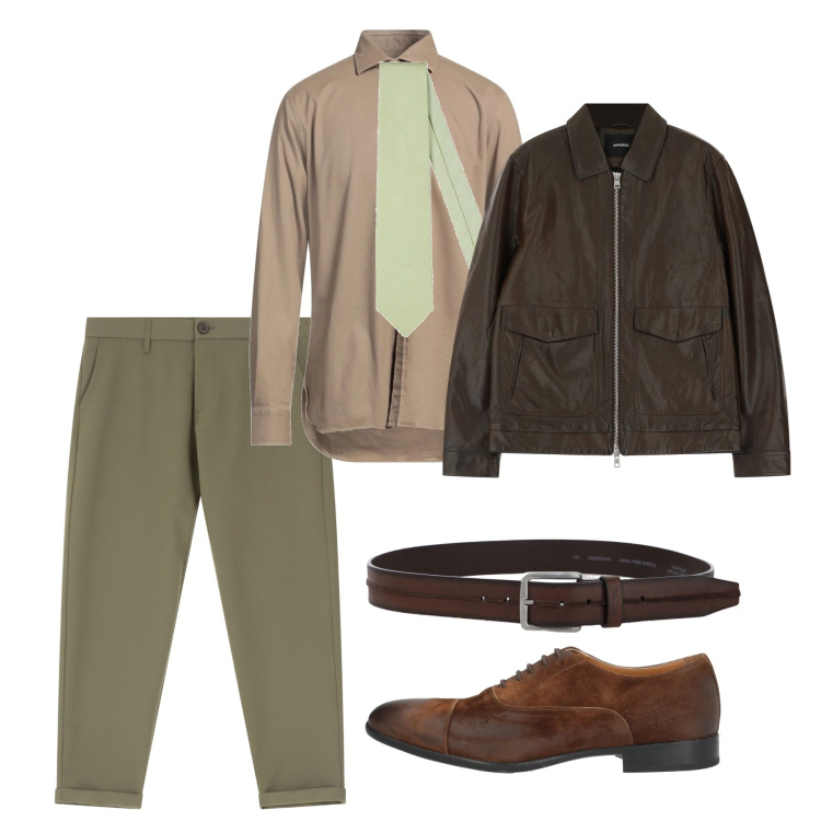 Outfit uomo - Mix di primavera. Stile Trendy per Tutti i giorni. Abbinamento con scarpe stringate, camicie, cravatte, pantaloni chino, giacche, cinture.