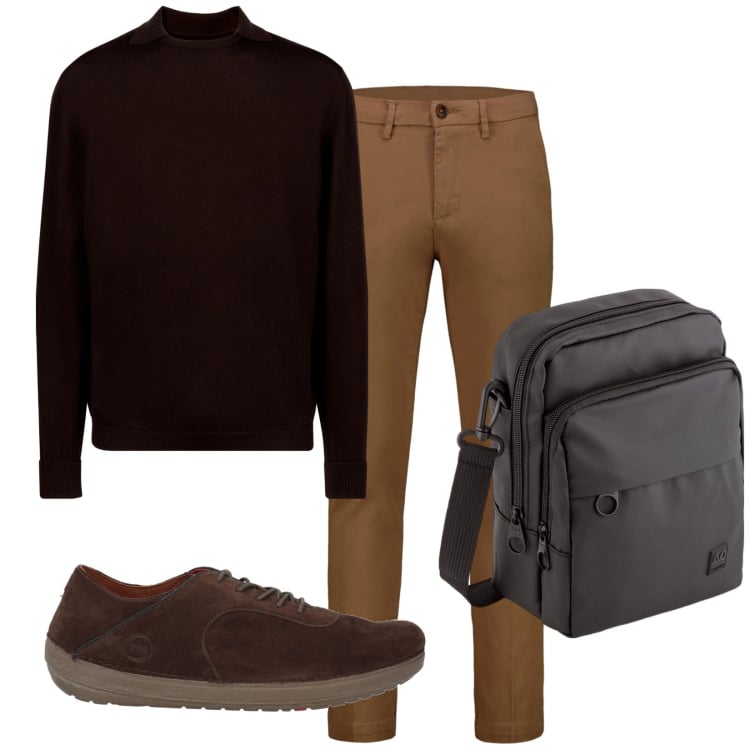 Outfit uomo - Total look #2082085. Stile Casual per Tutti i giorni. Abbinamento con sneakers, maglieria, pantaloni chino, borse sportive.