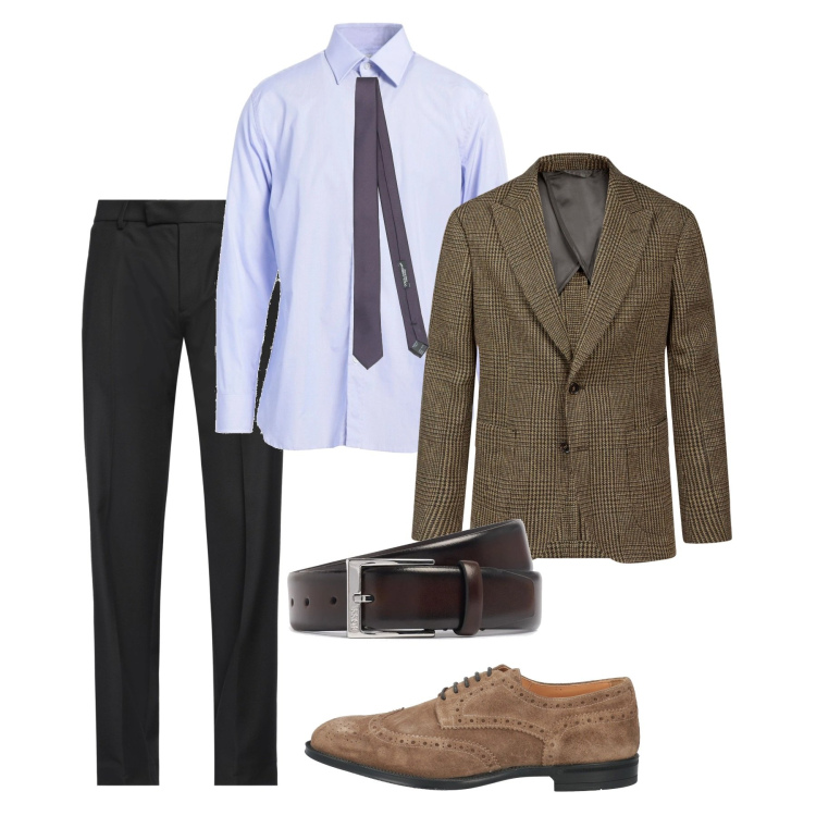 Outfit uomo - Bello lui. Stile Business/Elegante per Ufficio. Abbinamento con cravatte, scarpe stringate, pantaloni, camicie, giacche, cinture.