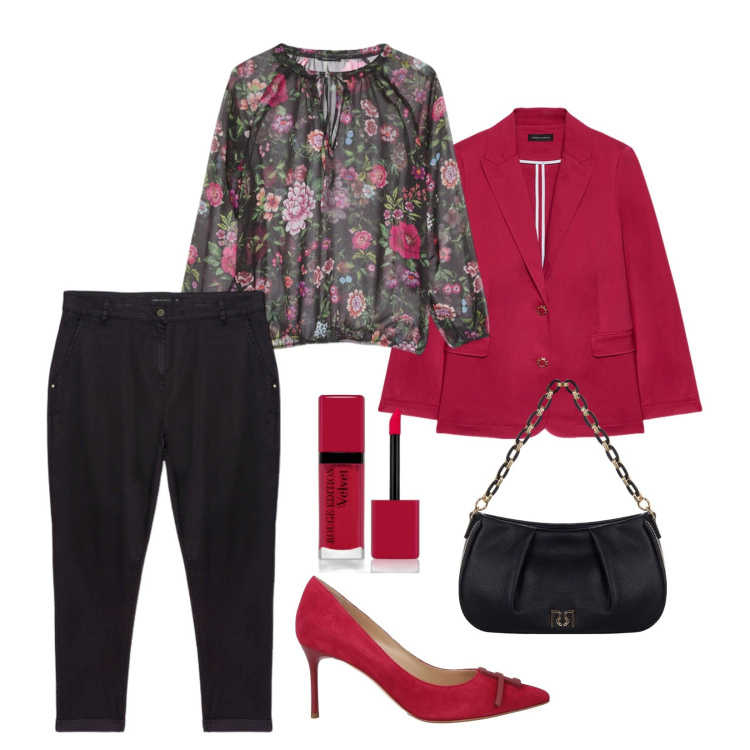 Outfit donna - Blusa in georgette. Stile Minimal per Serata fuori. Abbinamento con décolleté, rossetti, borse a tracolla, blazer, bluse, pantaloni.