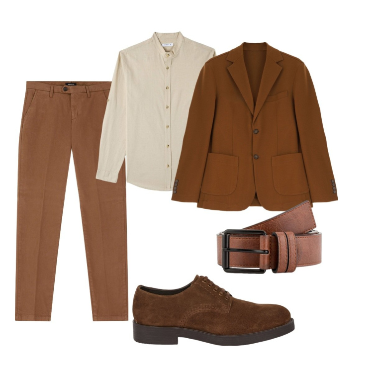 Outfit uomo - Total look #2082158. Stile Business/Elegante per Ufficio. Abbinamento con camicie, pantaloni chino, giacche, scarpe stringate, cinture.