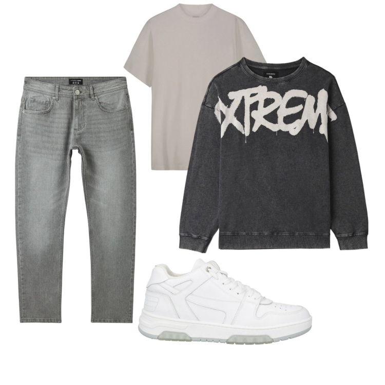 Outfit uomo - Total look #2082162. Stile Casual per Tutti i giorni. Abbinamento con sneakers, felpe, jeans, t-shirt.