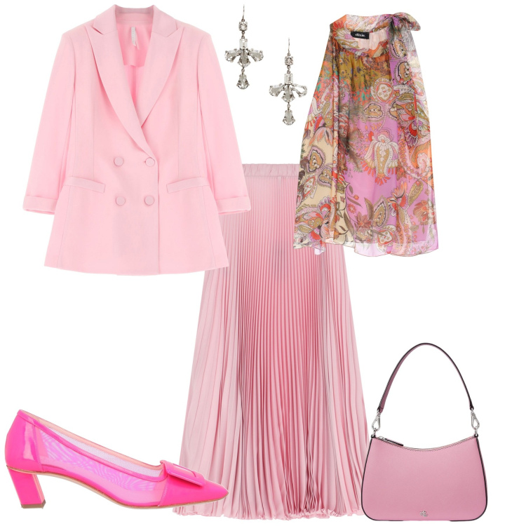 Outfit donna - Cerimonia evento serata speciale. Stile Bon Ton per Cerimonia. Abbinamento con décolleté, gonne lunghe, blazer, top, orecchini, borse a spalla.