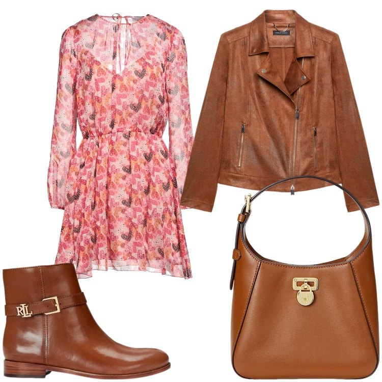 Outfit donna - Chiffon rock. Stile Rock per Tutti i giorni. Abbinamento con vestiti corti, borse a tracolla, stivaletti, blazer.