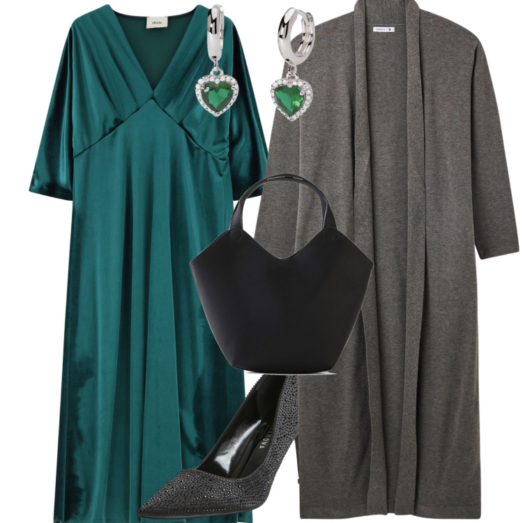 Outfit donna - Una signora alla cerimonia. Stile Bon Ton per Cerimonia. Abbinamento con borse a mano, décolleté, cardigans, orecchini, vestiti midi/longuette.