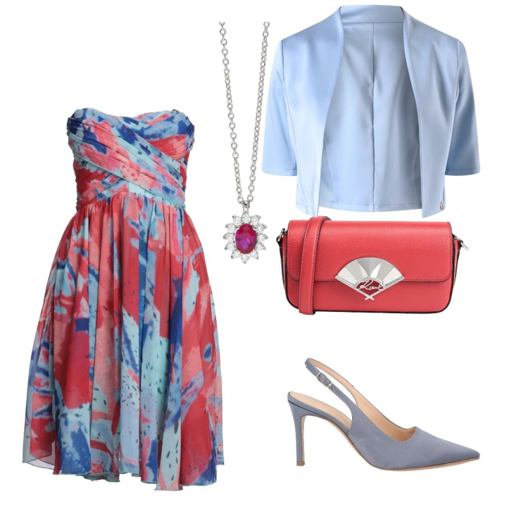 Outfit donna - Romantica senza tempo. Stile Romantica per Cerimonia. Abbinamento con décolleté, vestiti corti, borse a tracolla, collane, bolero.