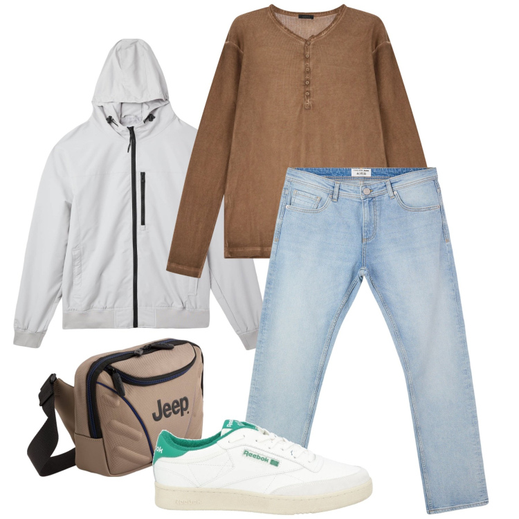 Outfit uomo - Casual di giorno. Stile Casual per Tutti i giorni. Abbinamento con sneakers, jeans, giacche, t-shirt, borse sportive.