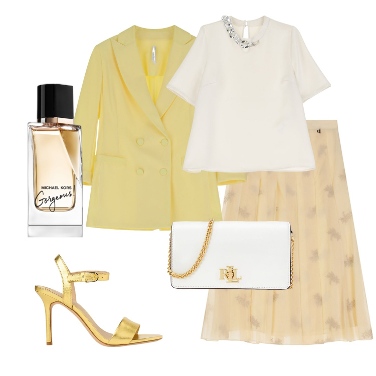 Outfit donna - Yellow pastel dress. Stile Vintage retrò per Cerimonia. Abbinamento con profumi, blazer, t-shirt, gonne longuette, borse a mano, sandali in pelle.