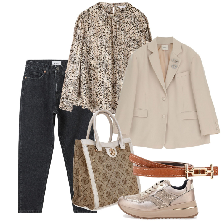 Outfit donna - Bluse fluide e romantiche - Focus Donna. Stile Casual chic per Tutti i giorni. Abbinamento con jeans mom, bluse, blazer, sneakers, borse a spalla, cinture.