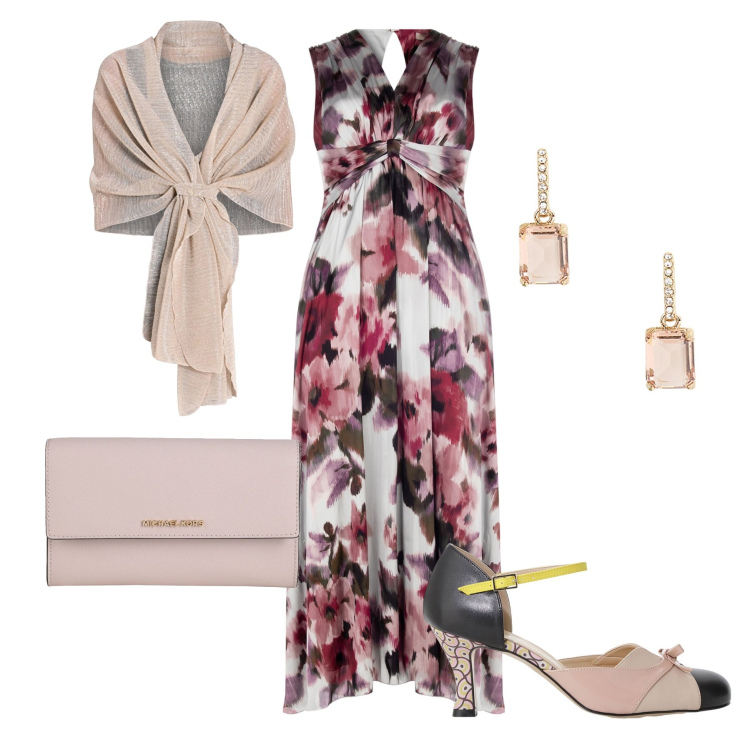 Outfit donna - Cerimonia romantica. Stile Romantica per Cerimonia. Abbinamento con borse a mano, stole, vestiti lunghi, décolleté, orecchini.