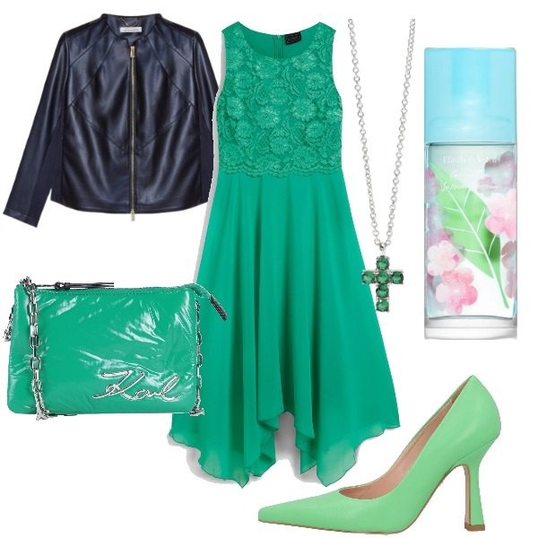 Outfit donna - Cerimonia tra intimi. Stile Glamour per Cerimonia. Abbinamento con vestiti midi/longuette, borse a mano, décolleté, profumi, ciondoli, blazer.