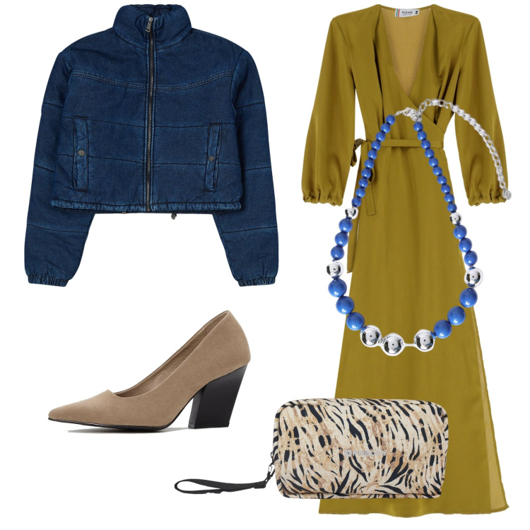 Outfit donna - Total look #2082582. Stile Trendy per Serata fuori. Abbinamento con décolleté, blazer, vestiti lunghi, valigie, collane.