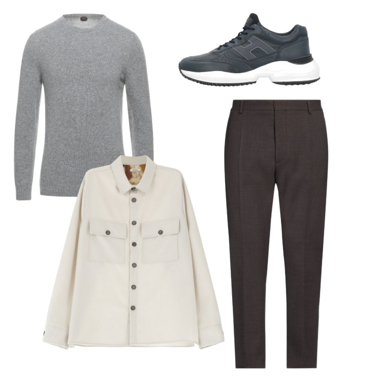 Outfit uomo - City. Stile Trendy per Tutti i giorni. Abbinamento con sneakers, pantaloni, pullovers, camicie.