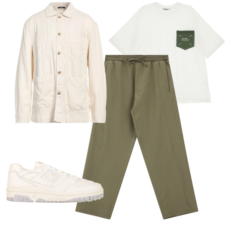 Outfit uomo - Total look #2082596. Stile Urban per Tutti i giorni. Abbinamento con sneakers, camicie, pantaloni cargo, t-shirt.