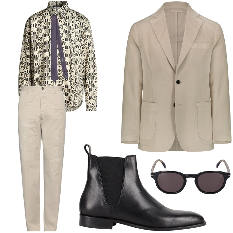 Outfit uomo - Pranzo di lavoro. Stile Business/Elegante per Tutti i giorni. Abbinamento con cravatte, stivali e stivaletti, camicie, pantaloni, giacche, occhiali da sole.