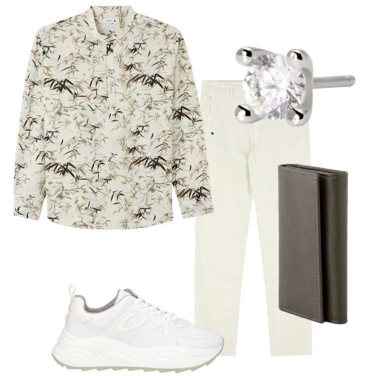 Outfit uomo - Total look #2082716. Stile Casual per Tutti i giorni. Abbinamento con sneakers, camicie, orecchini, pantaloni chino, portachiavi.