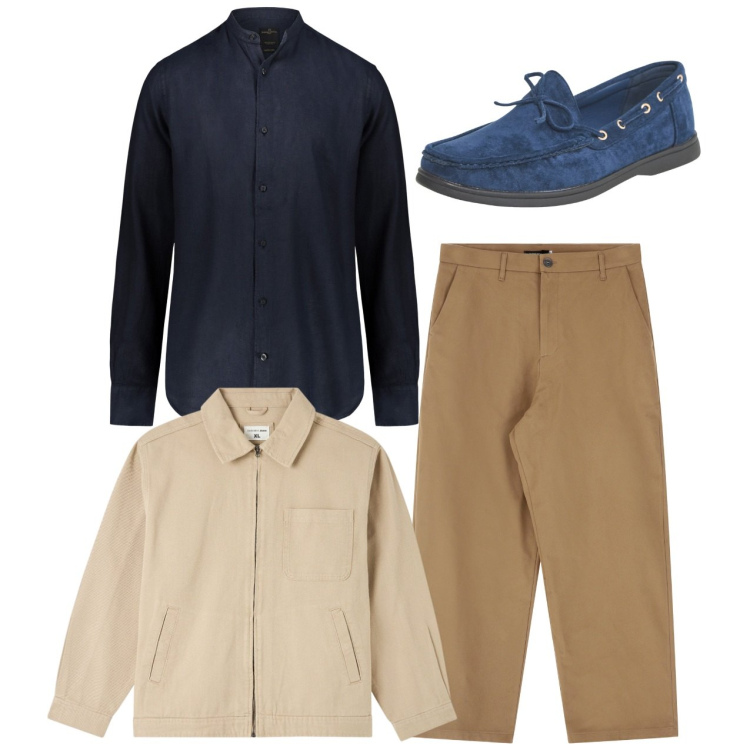 Outfit uomo - Spring city. Stile Trendy per Tutti i giorni. Abbinamento con giacche, scarpe stringate, pantaloni, camicie.