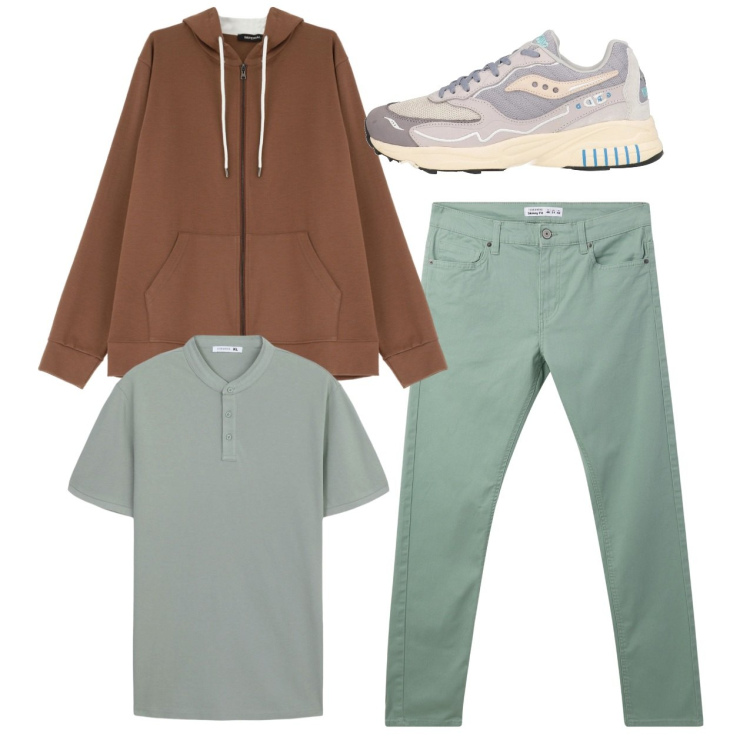 Outfit uomo - City. Stile Casual per Tutti i giorni. Abbinamento con sneakers, pantaloni skinny, t-shirt, felpe con cappuccio.