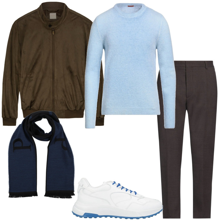 Outfit uomo - Total look #2082839. Stile Trendy per Tutti i giorni. Abbinamento con pantaloni, sciarpe, pullovers, sneakers, giacche.