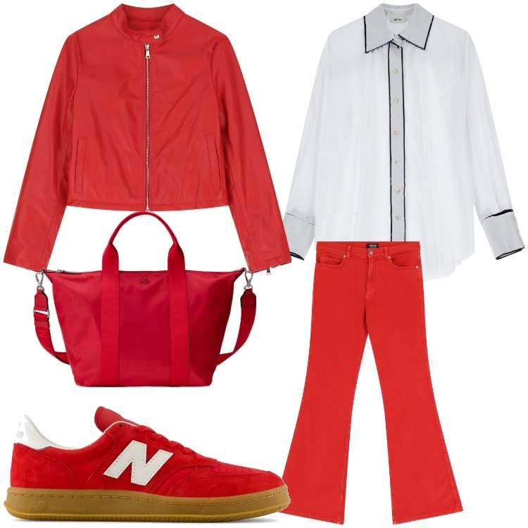 Outfit donna - Rojo. Stile Casual per Tutti i giorni. Abbinamento con sneakers, pantaloni, giacche, camicie, borse tote.