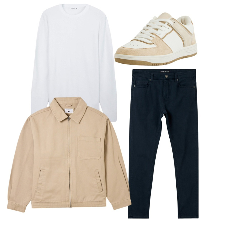 Outfit uomo - Sabato. Stile Casual per Tutti i giorni. Abbinamento con maglieria, giacche, pantaloni skinny, sneakers.