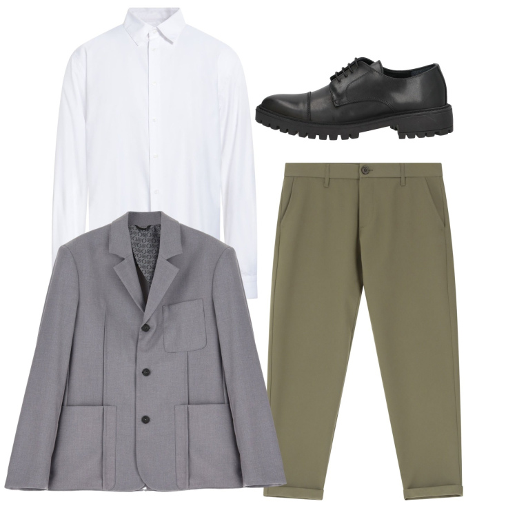 Outfit uomo - City. Stile Casual per Tutti i giorni. Abbinamento con scarpe stringate, camicie, pantaloni chino, giacche.