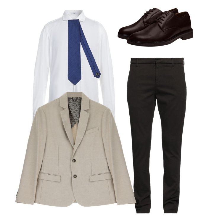Outfit uomo - In cravatta blu. Stile Business/Elegante per Serata speciale. Abbinamento con camicie, pantaloni chino, cravatte, giacche, scarpe stringate.