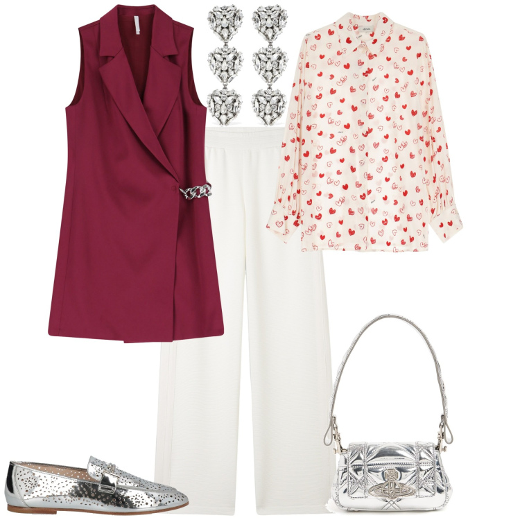 Outfit donna - Total look #2082988. Stile Romantica per Serata fuori. Abbinamento con mocassini, vestiti corti, pantaloni, camicie, orecchini, borse a spalla.