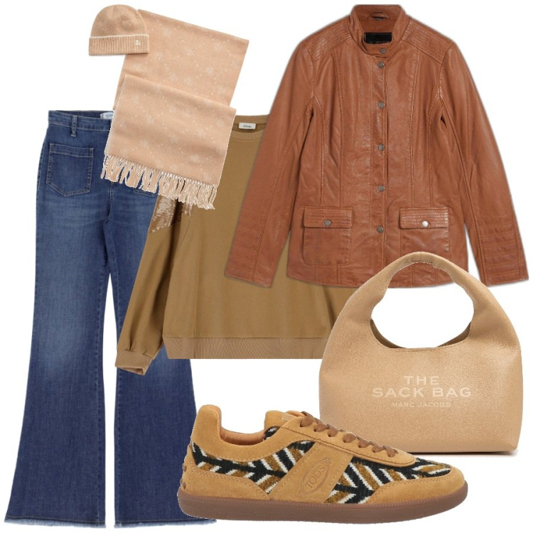 Outfit donna - Cammello must have di primavera. Stile Trendy per Tutti i giorni. Abbinamento con blazer, sneakers, sciarpe, jeans, felpe, borse a spalla.