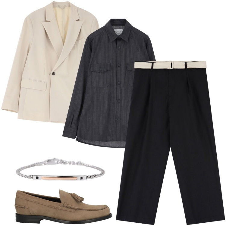 Outfit uomo - Elegante per la cerimonia. Stile Business/Elegante per Cerimonia. Abbinamento con scarpe stringate, braccialetti, giacche, pantaloni, camicie.