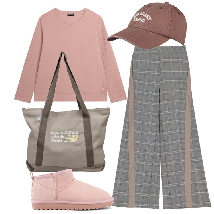 Outfit donna - Comfy & casual. Stile Casual per Tutti i giorni. Abbinamento con shopping bag, cappelli, pantaloni a palazzo, felpe, stivali.