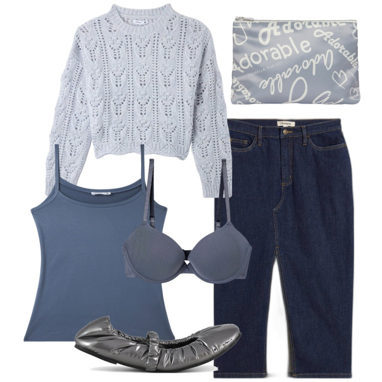 Outfit donna - Esco senza giacca. Stile Bon Ton per Tutti i giorni. Abbinamento con gonne longuette, maglieria, reggiseni push-up, top, ballerine, pochette.