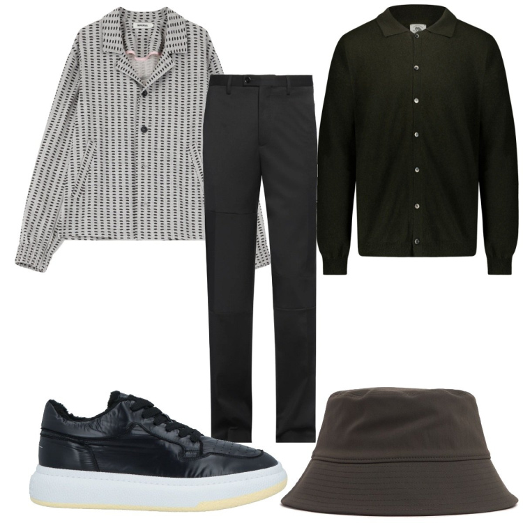 Outfit uomo - Total look #2083247. Stile Trendy per Tutti i giorni. Abbinamento con sneakers, pantaloni, cappotti, polo, cappelli.