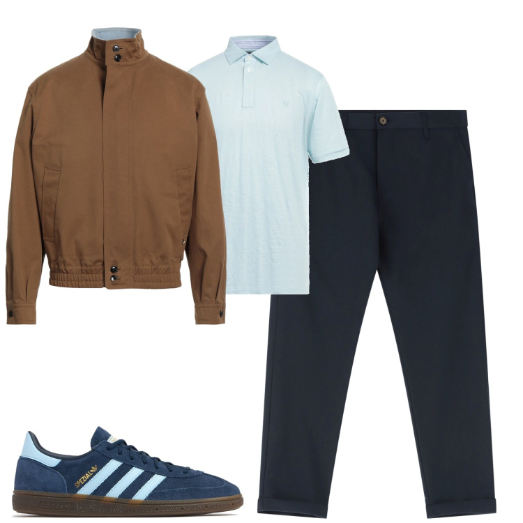 Outfit uomo - City. Stile Urban per Tutti i giorni. Abbinamento con giacche, polo, pantaloni chino, sneakers.