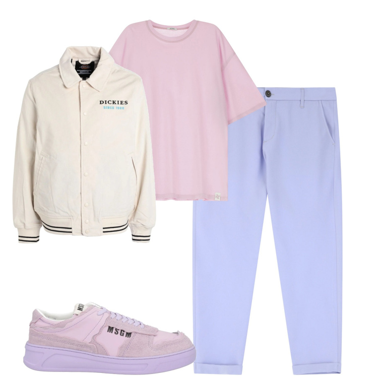 Outfit uomo - Total look #2083269. Stile Trendy per Tutti i giorni. Abbinamento con giacche, sneakers, pantaloni chino, t-shirt.
