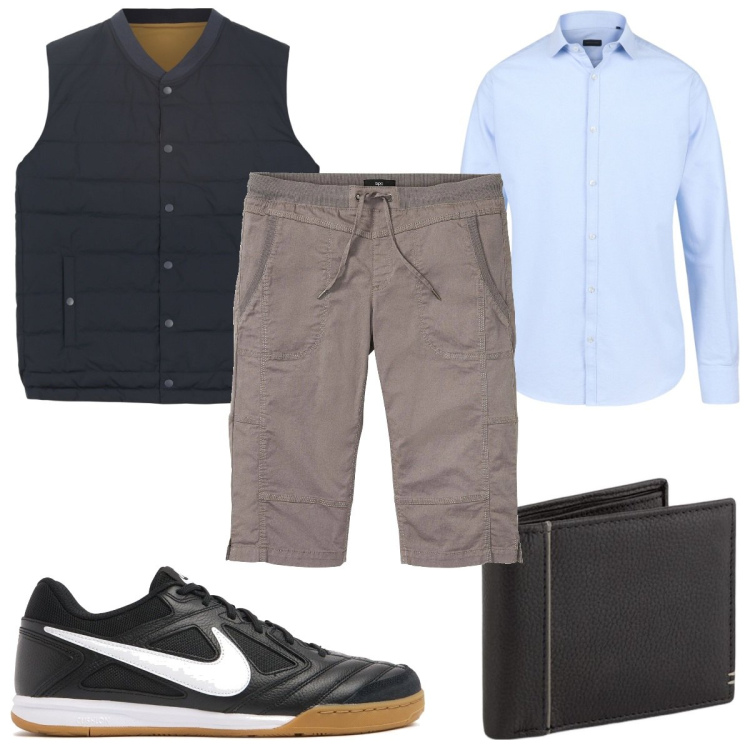 Outfit uomo - Total look #2083274. Stile Casual per Tutti i giorni. Abbinamento con bermuda, camicie, sneakers, portafogli, gilet.