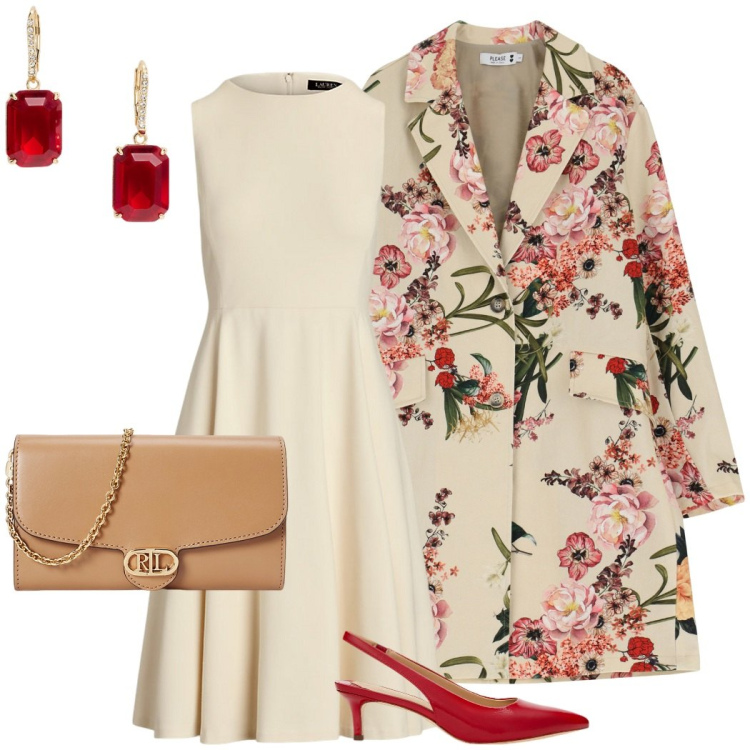 Outfit donna - Soprabito. Stile Glamour per Cerimonia. Abbinamento con trench, vestiti senza maniche, orecchini, décolleté, borse a tracolla.