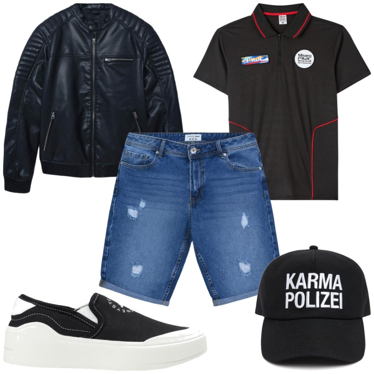 Outfit uomo - Total look #2083361. Stile Trendy per Tutti i giorni. Abbinamento con sneakers, polo, giacche, bermuda, cappelli.