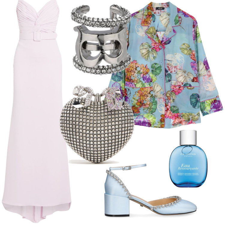 Outfit donna - Cerimonia di sera. Stile Bon Ton per Cerimonia. Abbinamento con vestiti lunghi, profumi, camicie, orecchini, décolleté, pochette.