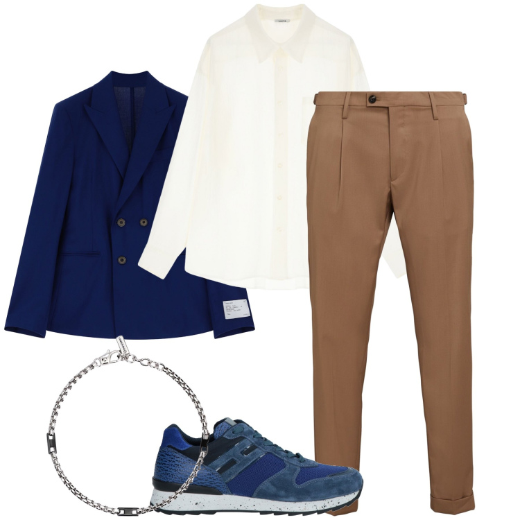 Outfit uomo - Giacca e sneakers. Stile Trendy per Ufficio. Abbinamento con sneakers, pantaloni, braccialetti, camicie, giacche.