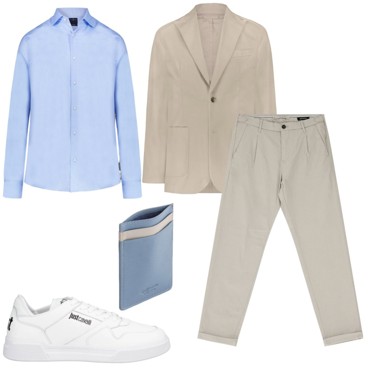Outfit uomo - Tonalità polverose e pastello. Stile Trendy per Ufficio. Abbinamento con sneakers, pantaloni, camicie, giacche, portafogli.