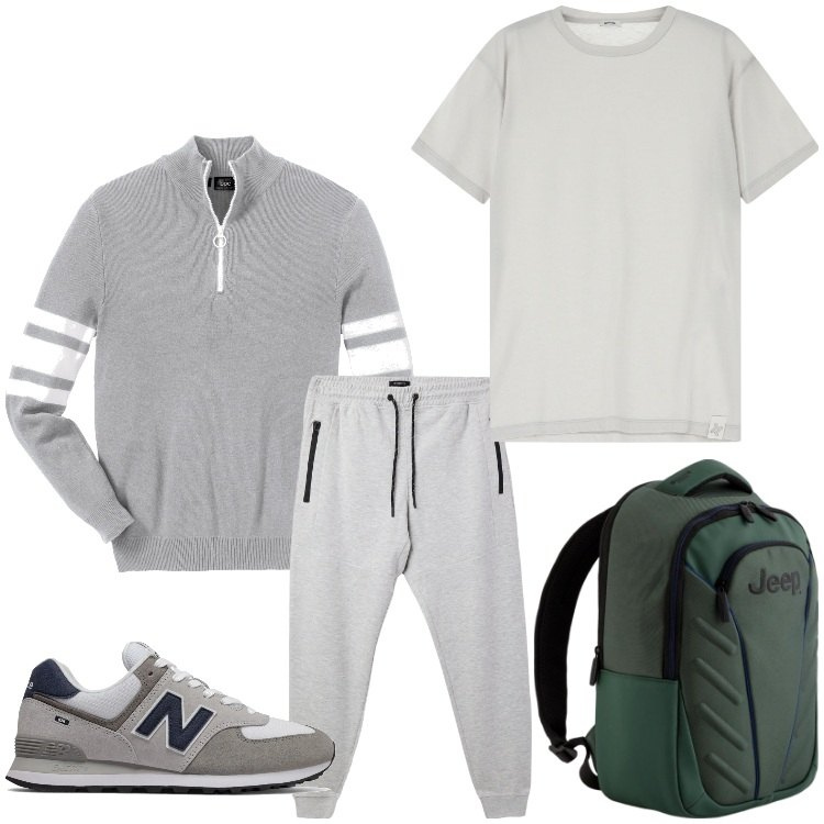 Outfit uomo - Venerdi sport. Stile Casual per Sport. Abbinamento con t-shirt sportive, pantaloni sportivi, sneakers, t-shirt, borse sportive.
