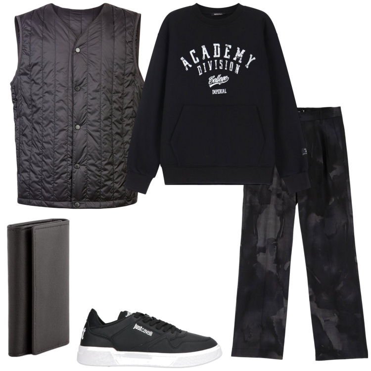 Outfit uomo - Daily. Stile Casual per Tutti i giorni. Abbinamento con sneakers, pantaloni, felpe, piumini, portamonete.