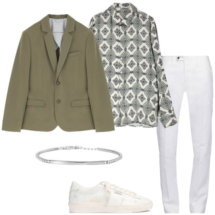 Outfit uomo - Total look #2083619. Stile Trendy per Serata speciale. Abbinamento con pantaloni, braccialetti, camicie, giacche, sneakers.