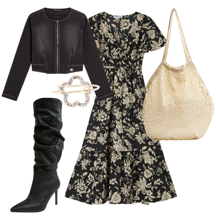 Outfit donna - Boho chic. Stile Boho per Tutti i giorni. Abbinamento con vestiti lunghi, borse a tracolla, stivali, blazer, anelli.