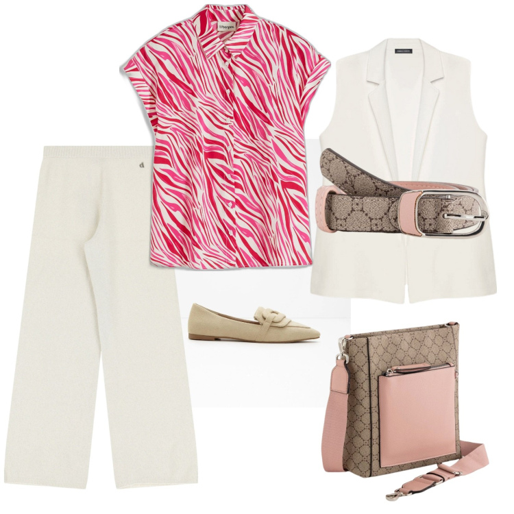 Outfit donna - Per tutti i giorni. per Tutti i giorni. Abbinamento con mocassini, bluse, pantaloni a palazzo, gilet, borse a tracolla, cinture.