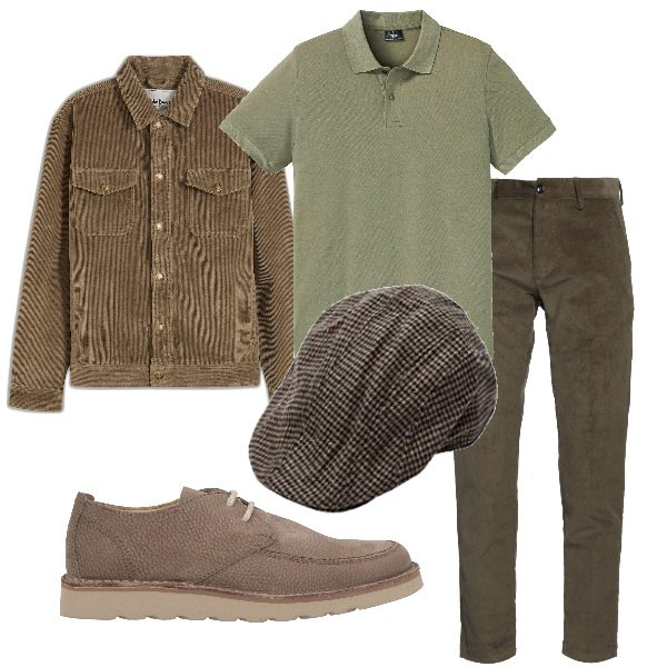 Outfit homme - mars : fondu de couleur. Style Tendance pour Bureau. Assortir avec polos, vestes, chapeaux, pantalon , chaussures à lacets.