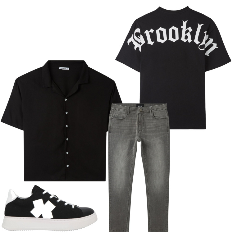 Outfit uomo - Camicia e t- shirt. Stile Casual per Tutti i giorni. Abbinamento con sneakers, camicie a manica corta, t-shirt, jeans skinny.